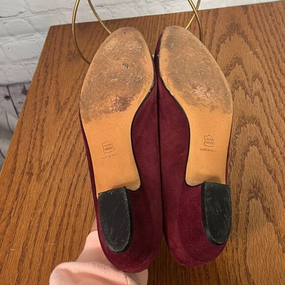 Salvatore Ferragamo Florence 7.5 A Maroon Bergundy Suede Heels - Picture 5 of 8